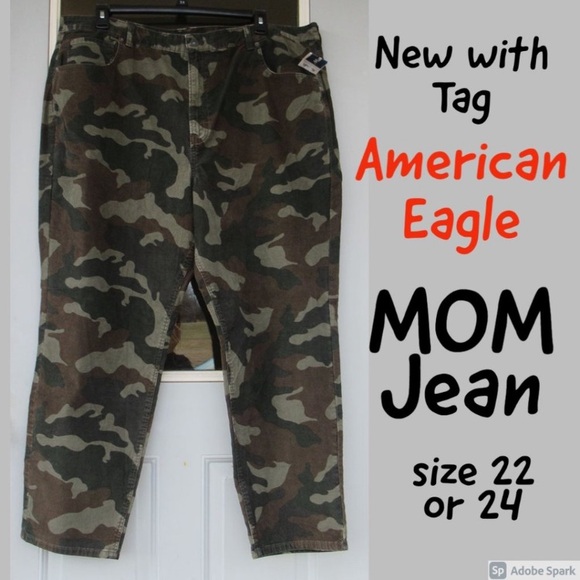 Relist 1/23 American Eagle MOM JEAN super stretch camo print plus size 24 - Picture 2 of 10